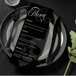 Donkere Skull Beauful Script Gothic Wedding Menu
