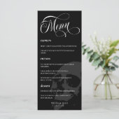 Donkere Skull Beauful Script Gothic Wedding Menu (Staand voorkant)