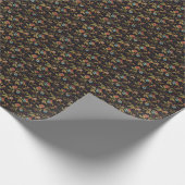 Donkere Slavische Stijl Bloemen Cadeaupapier (Hoek)