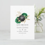 Donkere smaragd en goudbloedige bruiloft sparen de save the date (Staand voorkant)