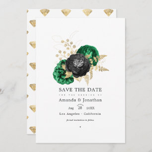 Donkere smaragd en goudbloedige bruiloft sparen de save the date