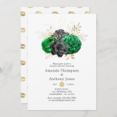 Donkere smaragd en goudparen kaart (Voorkant / Achterkant)