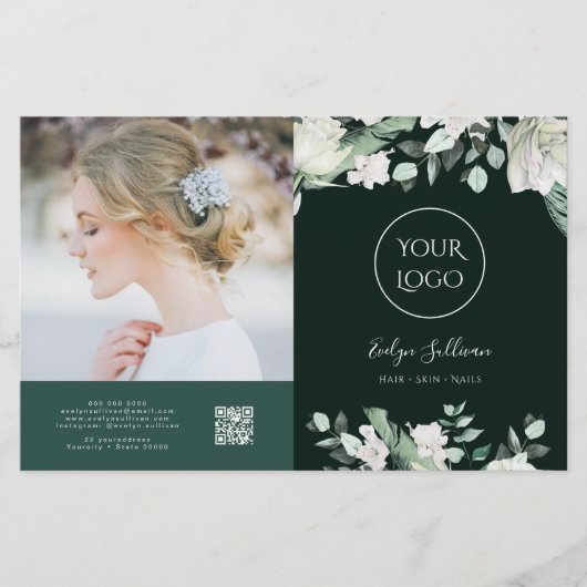 Donkere smaragd groen bifold brochure (Voorkant)