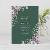 Donkere Smaragd Ranunculus Eucalyptus Bruiloft Kaart (Staand voorkant)