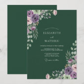 Donkere Smaragd Ranunculus Eucalyptus Bruiloft Kaart (Voorkant / Achterkant)