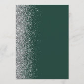 Donkere Smaragdgroene Zilveren Glitter Bruiloft Menu (Achterkant)