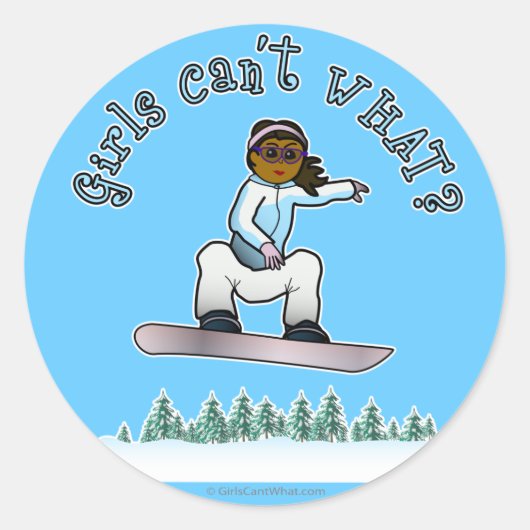 Donkere snowboarder ronde sticker (Voorkant)