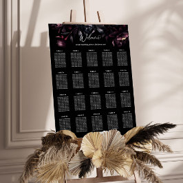 Donkere, sombere bordeauxrode bloemen zitplan poster