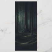 Donkere, sombere bosbomen bij schemering Trouwmenu Menu (Achterkant)