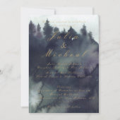 Donkere, sombere, etherische bos huwelijksuitnodig kaart (Voorkant)