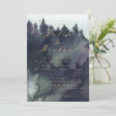 Donkere, sombere, etherische bos huwelijksuitnodig kaart (Staand voorkant)