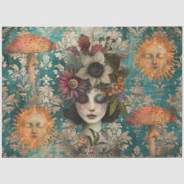 Donkere Sombere Fantasie Tuin Collage Decoupage Tissuepapier