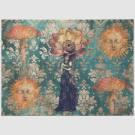 Donkere Sombere Fantasie Tuin Collage Decoupage Tissuepapier