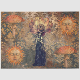 Donkere Sombere Fantasie Tuin Collage Decoupage Tissuepapier