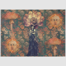 Donkere Sombere Fantasie Tuin Collage Decoupage Tissuepapier