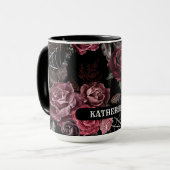 Donkere, sombere gotische bloem zwarte Bruiloftssh Mok (Voorkant links)