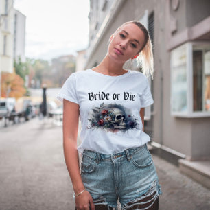 Donkere sombere gotische bruid of sterf bruidsuitn t-shirt