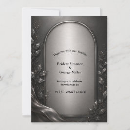 donkere, sombere Gunmetal Art Deco Boog Bruiloft Kaart