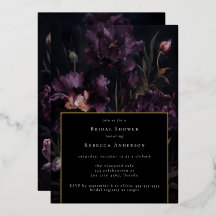 Donkere, sombere paarse gotische bloemen bruiloft 