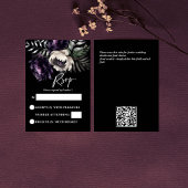 Donkere, sombere paarse pioenrozen RSVP kaart