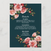 Donkere, sombere roze en rode rozen teal bruiloft
