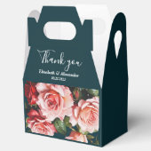 Donkere, sombere roze en rode rozen teelbruiloft  bedankdoosjes (Geopend)