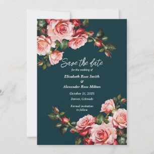 Donkere, sombere roze en rode rozen theelichtroze  save the date