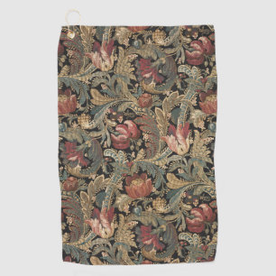 Donkere, sombere vintage bloem botanische patroon golfhanddoek