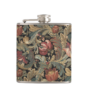 Donkere, sombere vintage bloem botanische patroon heupfles
