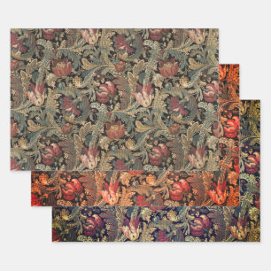 Donkere, sombere vintage bloem botanische patroon inpakpapier vel