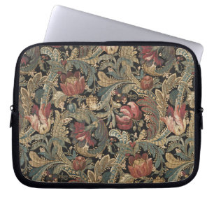 Donkere, sombere vintage bloem botanische patroon laptop sleeve