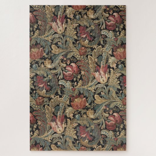 Donkere, sombere vintage bloem botanische patroon legpuzzel (Verticaal)