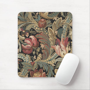 Donkere, sombere vintage bloem botanische patroon muismat