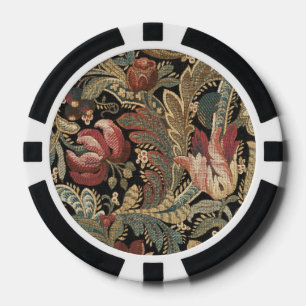 Donkere, sombere vintage bloem botanische patroon poker chips