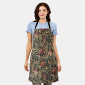 Donkere, sombere vintage bloem botanische patroon schort (Gedragen)