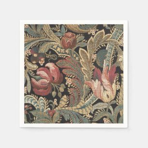 Donkere, sombere vintage bloem botanische patroon servet