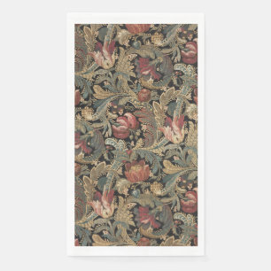 Donkere, sombere vintage bloem botanische patroon servet