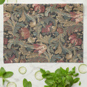 Donkere, sombere vintage bloem botanische patroon theedoek (Gevouwen)