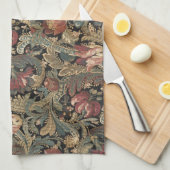 Donkere, sombere vintage bloem botanische patroon theedoek (Quarter Fold)