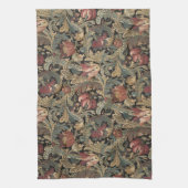 Donkere, sombere vintage bloem botanische patroon theedoek (Verticaal)