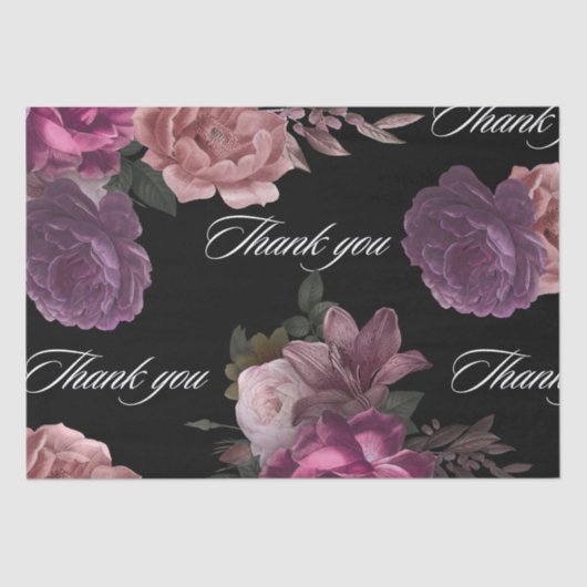 Donkere, sombere waterverf bloem zwarte Bruidsmeis Tissuepapier (Voorkant)