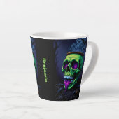 Donkere spookachtige gotische Halloween neon groen Latte Mok (Rechterhoek)