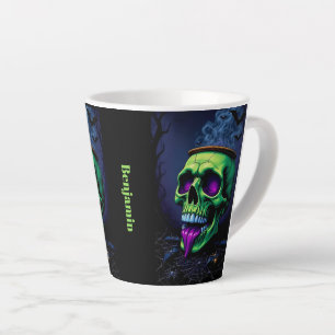 Donkere spookachtige gotische Halloween neon groen Latte Mok