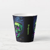 Donkere spookachtige gotische Halloween neon groen Latte Mok (Voorkant)