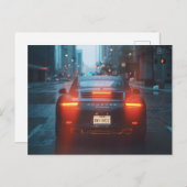 Donkere sportauto briefkaart (Voorkant / Achterkant)