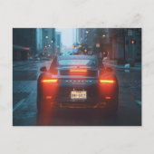 Donkere sportauto briefkaart (Voorkant)