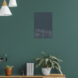 Donkere Stedelijke Blauwdruk Stad Poster