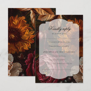 Donkere Stemming Barokke Bloemen Bloemen Herfst Br RSVP Kaartje
