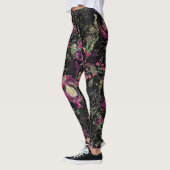 Donkere Stemming Bespruim Glans Bloem Moderne Leggings (Links)