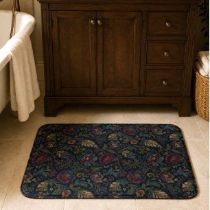 Donkere Stemming Bloemig Vintage Crewel Botanisch Badmat